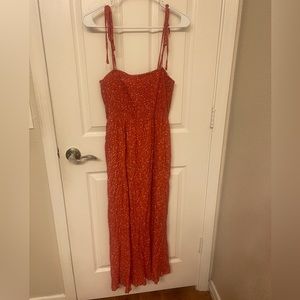 Red floral maxi dress